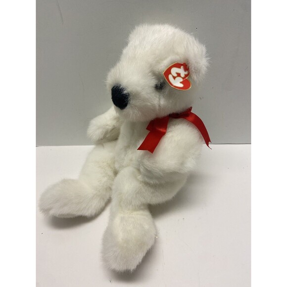 Ty Classics Vintage Plush Bear White Romeo with Red Bow Bear - Picture 2 of 9